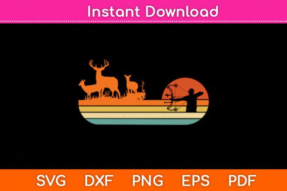 Bow Deer Hunting Vintage Archery SVG & PNG Graphics