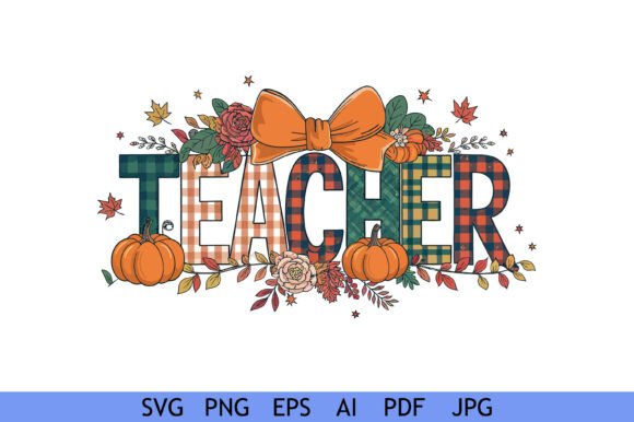 Fall Teacher Pumpkin Plaid Style Graphics & Crafts
