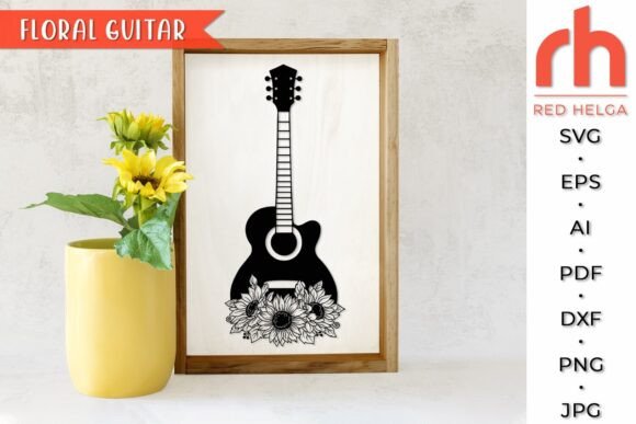Floral Guitar SVG for Crafts & Graphics