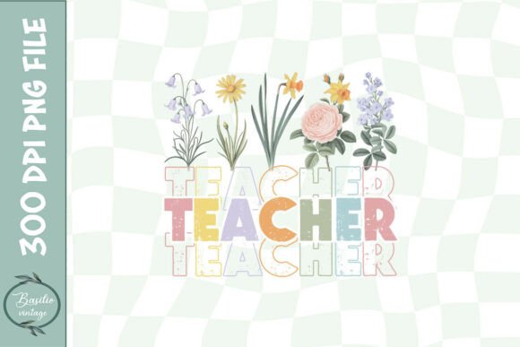 Floral Teacher PNG: Graphics for Crafts
