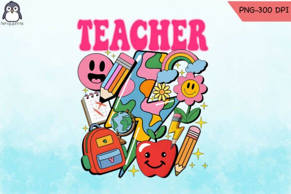 Groovy Teacher Graphics for Crafts & Branding