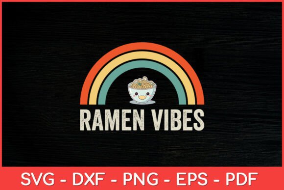Kawaii Ramen Vibes: Vintage Rainbow Graphics for Crafts