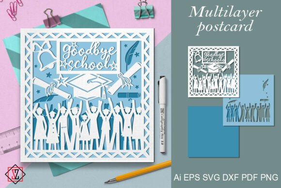 Review: Multilayer Postcard Goodbye School Design