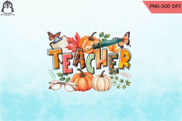 Teacher Fall Vibes Sublimation PNG for Crafts & Graphics