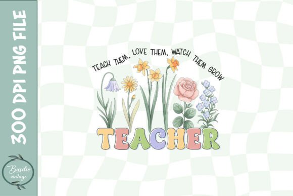 Teacher Flower Sublimation PNG: Graphics for Crafts