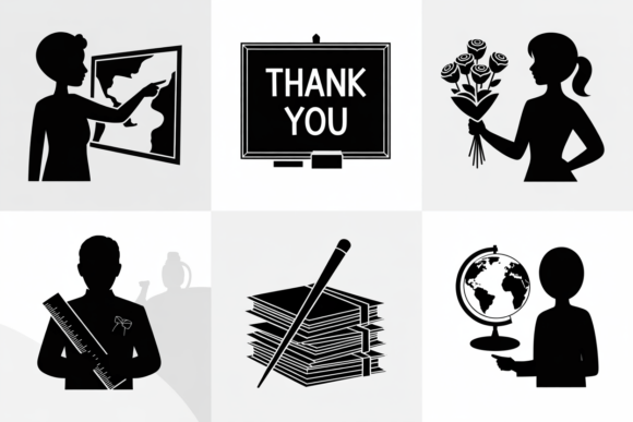 Teacher Icons Silhouette Clip Art for Graphics and Crafts