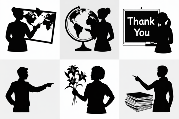 Teacher Silhouette Icons and Graphics for Crafts