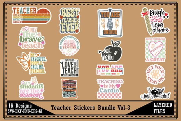Teacher Stickers Bundle Vol-3: Graphics for Crafts